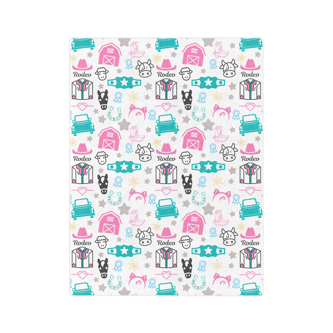 Let's Rodeo Minky Blanket Pink & Teal