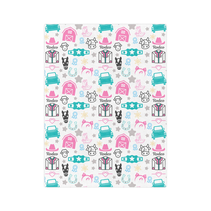 Let's Rodeo Minky Blanket Pink & Teal