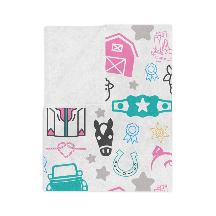 Let's Rodeo Minky Blanket Pink & Teal